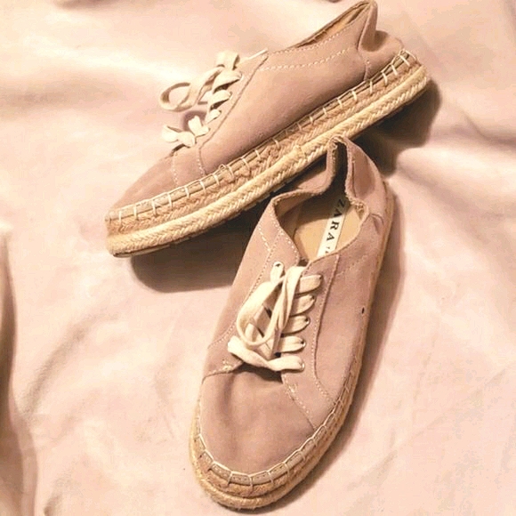 ZARA TRAFALUC ESPADRILLES BEIGE SZ 7 - Picture 4 of 8